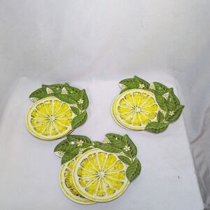 STOTTER SETTINGS 8  LEMON Slice Plates /Coaster 7" MCM Vintage Set Of 8